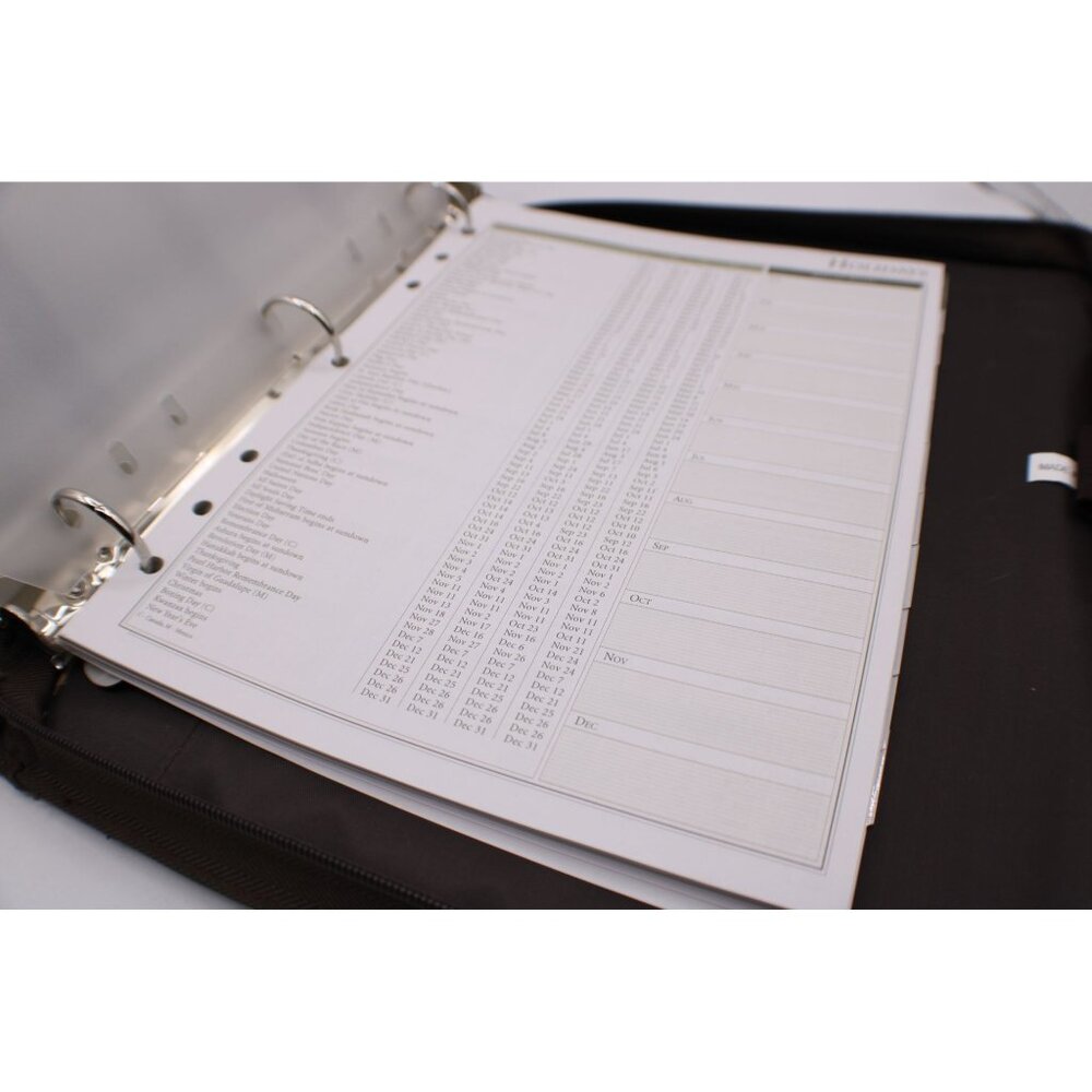 Day Runner Briefcase Planner Organizer Leather Canvas Zipper Handle Brown Green - Picture 8 of 14